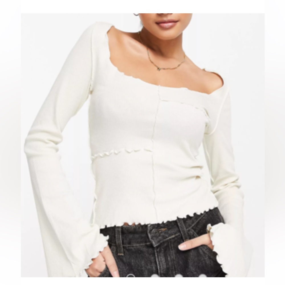 Asos monki off-white long sleeve patch top